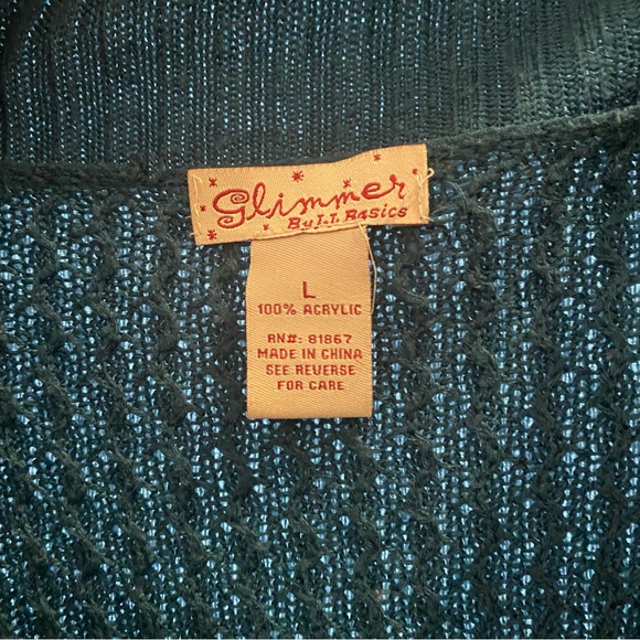 Aqua sweater with button on right top. Large - Picture 3 of 4